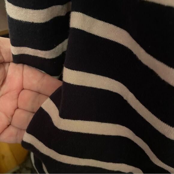 Talbots Navy Blue And Pink Striped Moto Zippered Jacket Womens Size Medium EUC - Picture 6 of 10